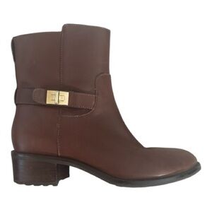 Cole Haan Chestnut Ankle Boots with Metallic Buckle